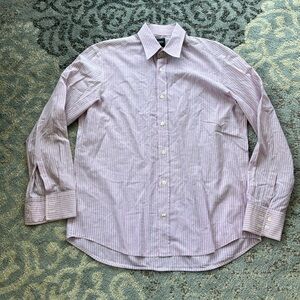 Hugo Boss Men’s Striped Button Down Shirt Purple White Large